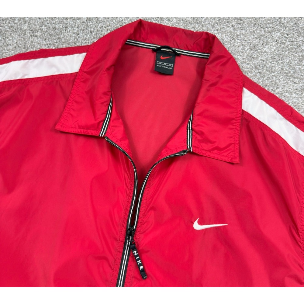 Vintage Nike Windbreaker Jacket Mens XL Red White Full Zip Track Y2K